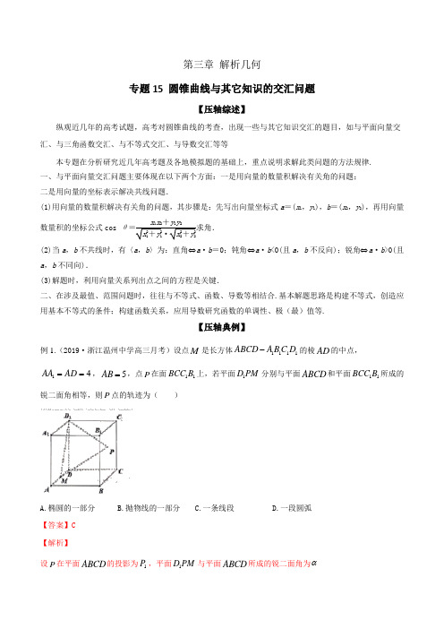 2020年高考数学之冲破压轴题讲与练 专题15 圆锥曲线与其它知识的交汇问题(解析版)