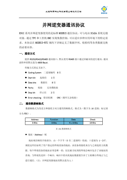 并网逆变器上传通讯协议1103