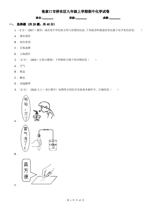 张家口市桥东区九年级上学期期中化学试卷