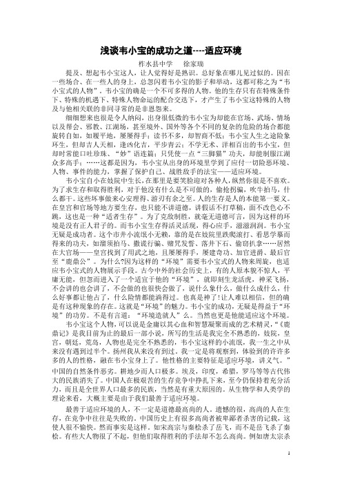 浅谈韦小宝的成功之道
