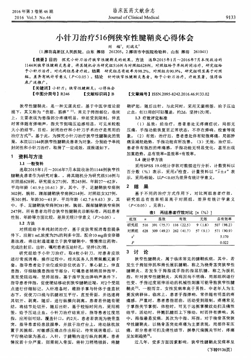 小针刀治疗516例狭窄性腱鞘炎心得体会
