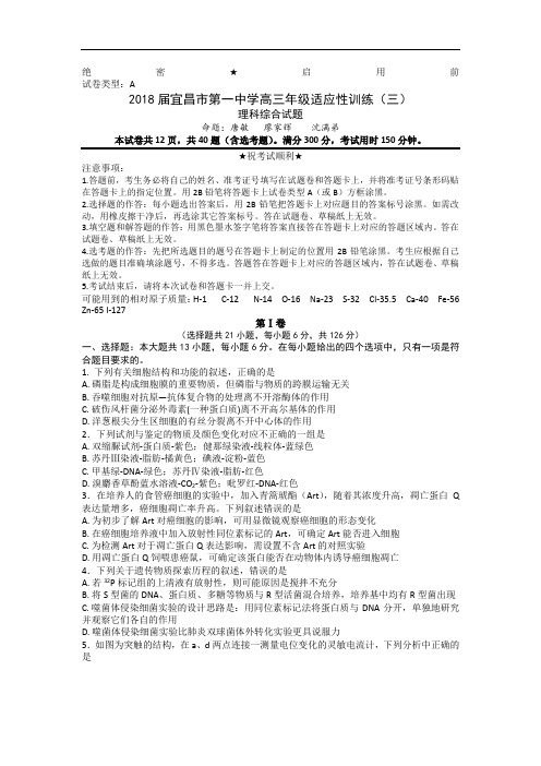 湖北省宜昌市第一中学高三年级适应性训练(三)理综试题