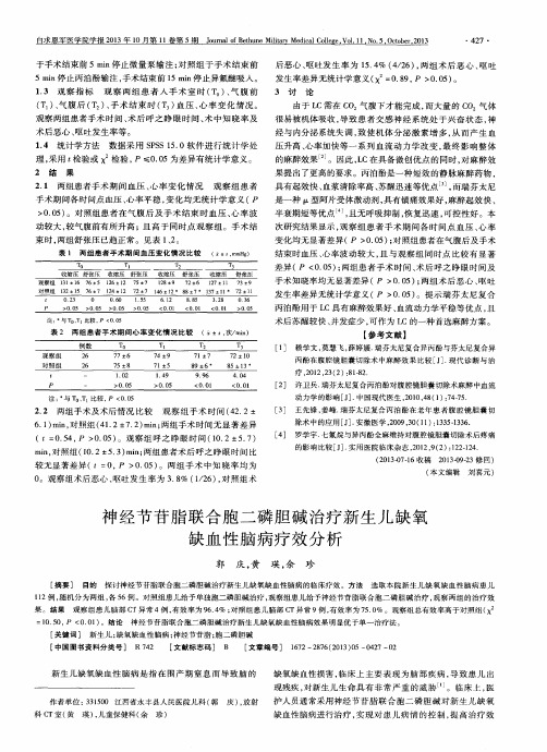 神经节苷脂联合胞二磷胆碱治疗新生儿缺氧缺血性脑病疗效分析