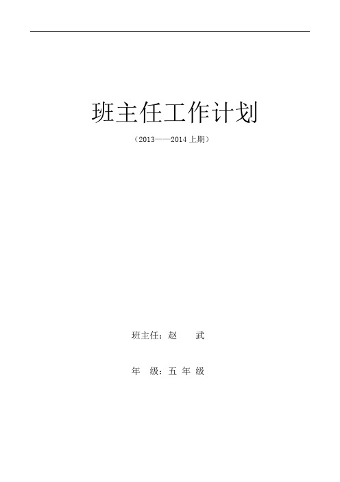 班主任工作计划2013——2014上期