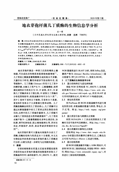 地衣芽孢杆菌几丁质酶的生物信息学分析