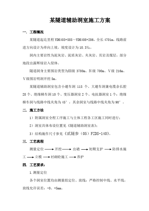 某隧道辅助洞室施工方案