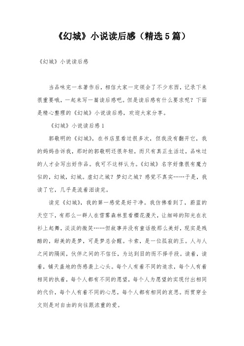 《幻城》小说读后感(精选5篇)