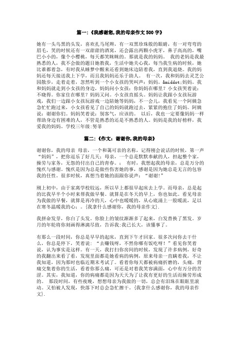 我拿什么感谢你,我的母亲作文