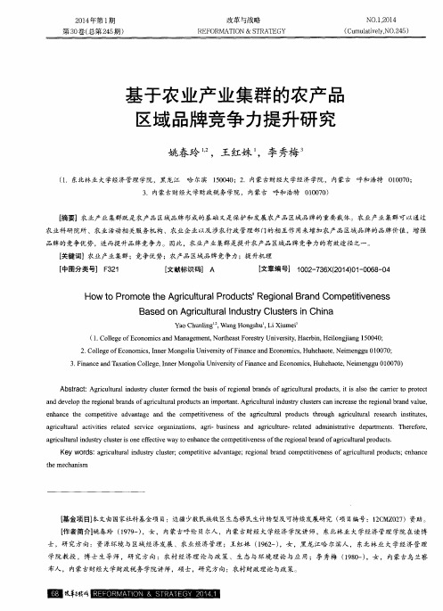 基于农业产业集群的农产品区域品牌竞争力提升研究