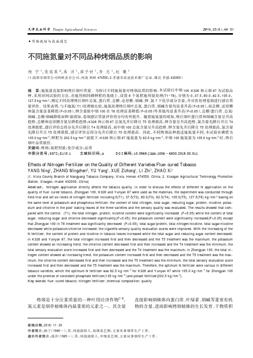 不同施氮量对不同品种烤烟品质的影响