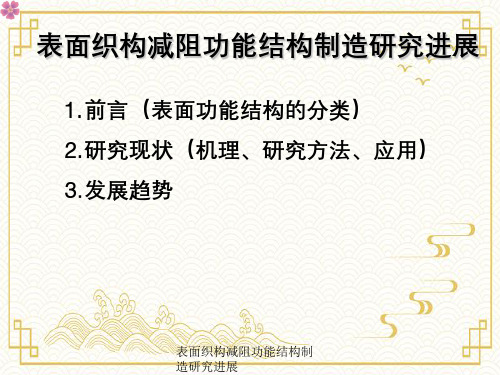 表面织构减阻功能结构制造研究进展