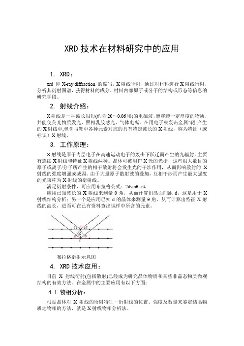 XRD技术在材料研究中的应用