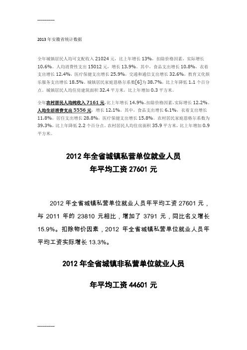 [整理]2013年安徽省统计数据