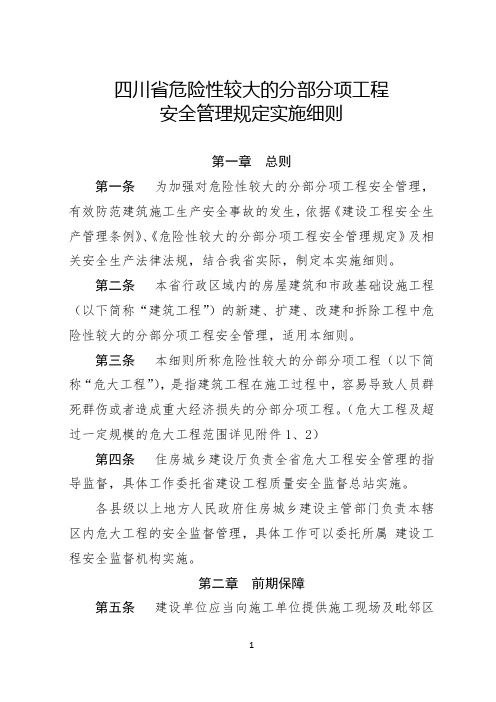 四川省危险性较大的分部分项工程安全管理规定实施细则 (2019.03.01)