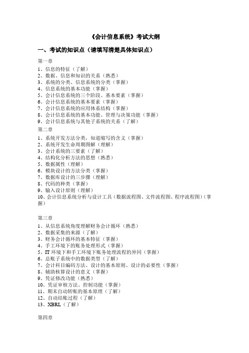 考试大纲——《会计信息系统》课程(1)