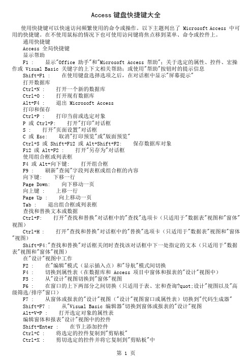 Access键盘快捷键大全(doc15)16页word文档