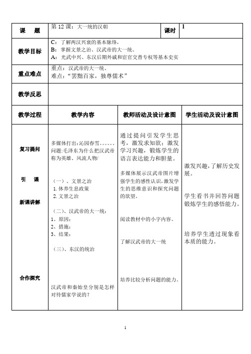 大一统的汉朝