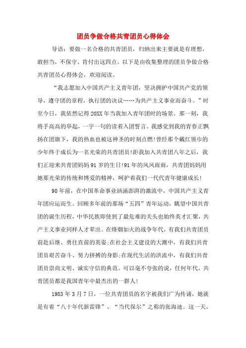 团员争做合格共青团员心得体会