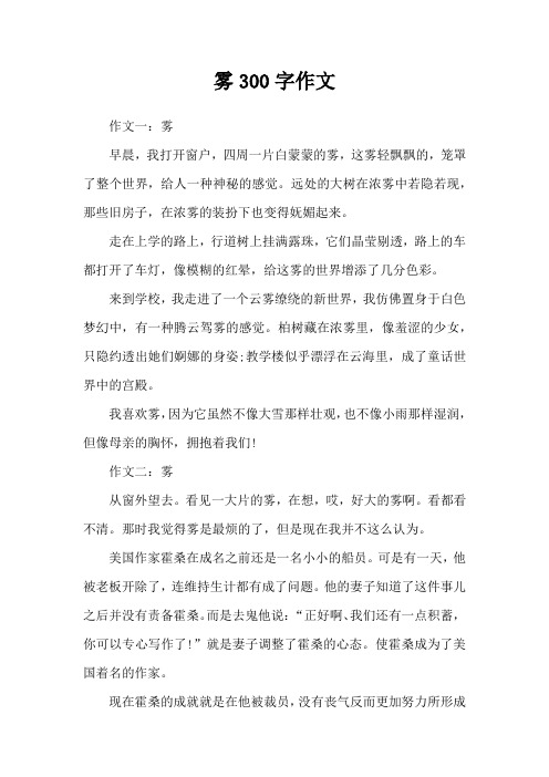 雾300字作文