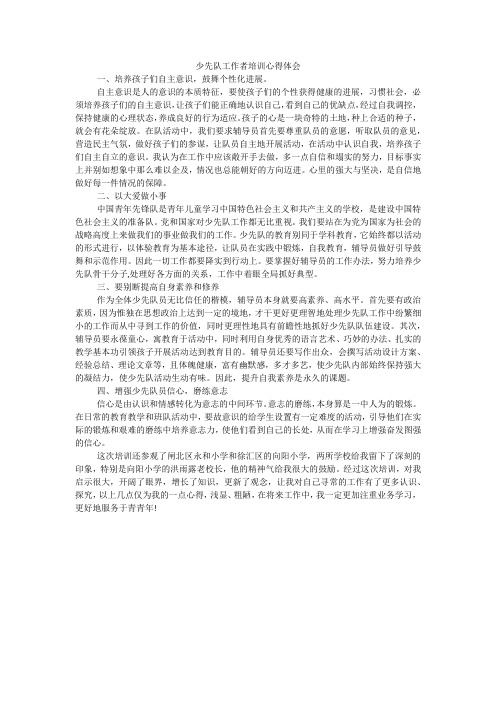 少先队工作者培训心得体会