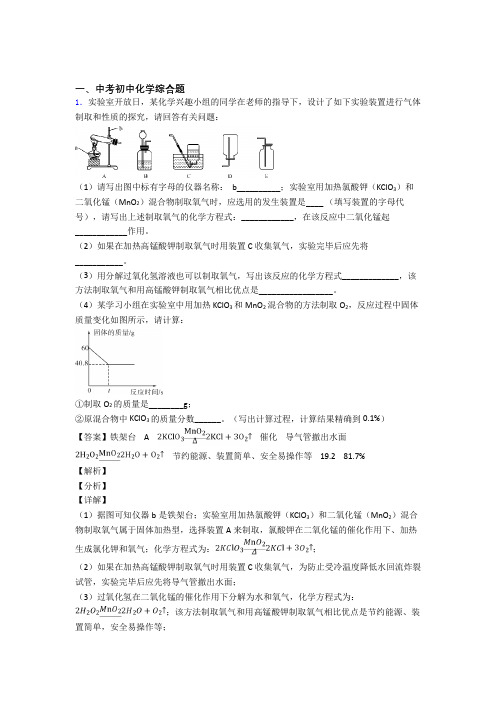2020-2021中考化学二轮 综合题 专项培优附答案