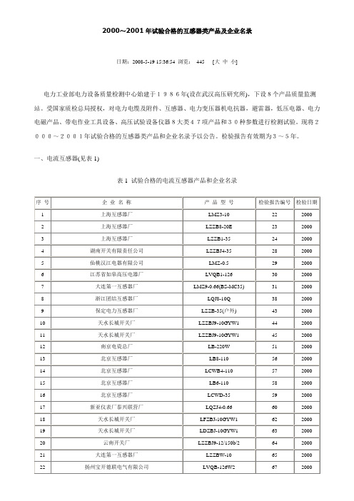互感器厂家