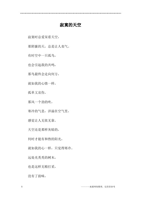 寂寞的天空_初二作文