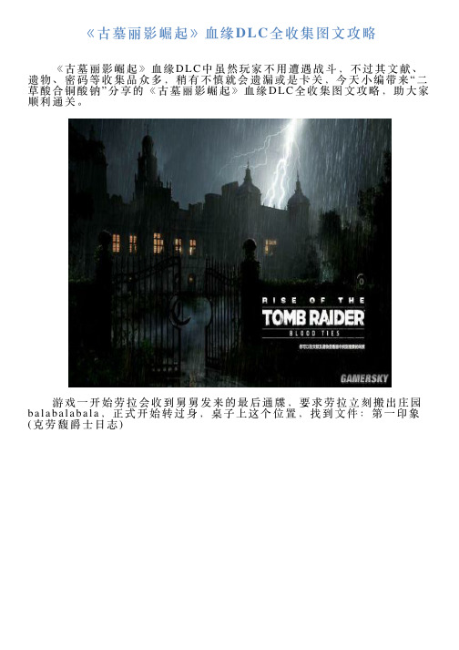 《古墓丽影崛起》血缘DLC全收集图文攻略