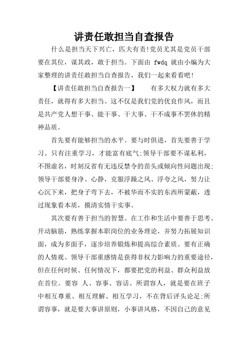 讲责任敢担当自查报告
