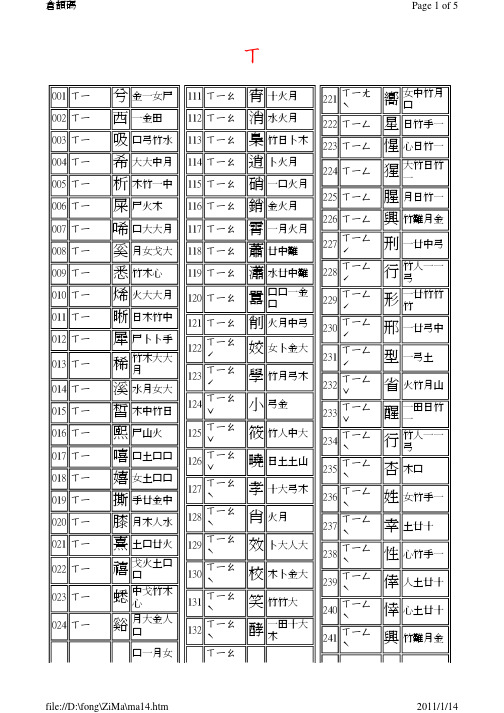 繁体汉字仓颉码x