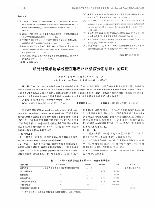 细针针吸细胞学检查在淋巴结结核病分期诊断中的应用