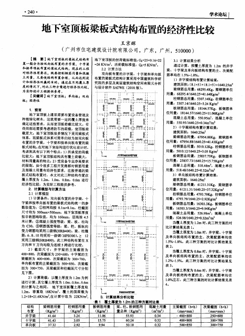 地下室顶板梁板式结构布置的经济性比较