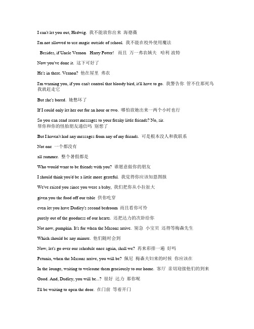 哈利波特与密室--电影-字幕-对白-中英文对照-看电影学英语-打印-word版