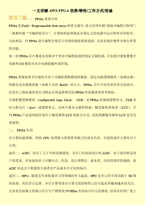 一文详解AWS FPGA优势-特性-工作方式-用途