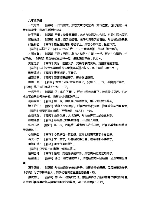 九年级下册成语解释及例句