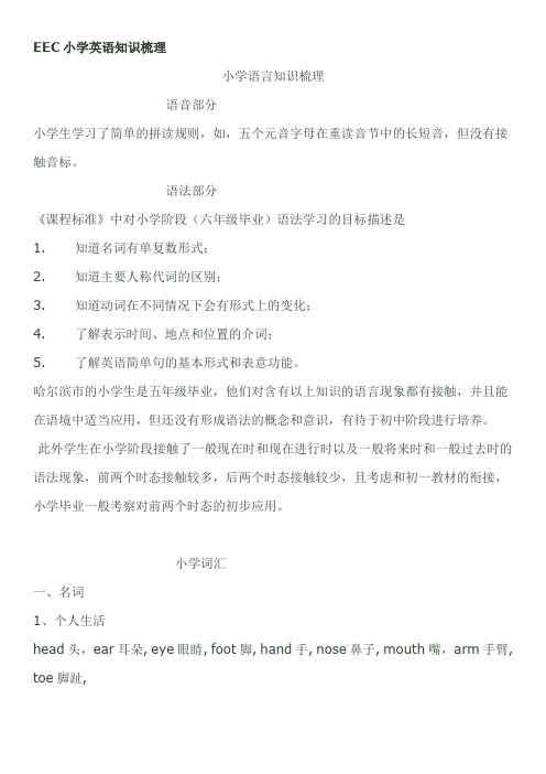 EEC小学英语知识梳理