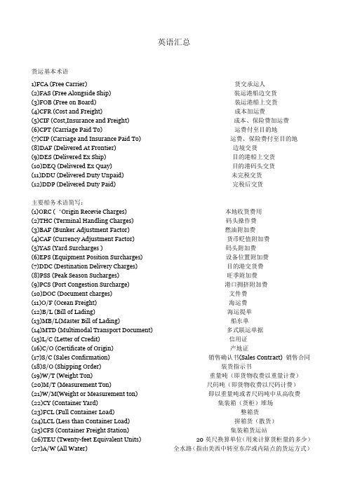 航运人必须懂得的英语词汇
