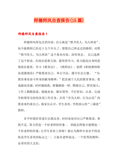 师德师风自查报告(15篇)