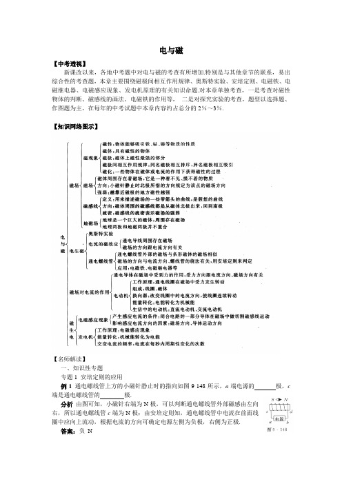 2012年历年初三物理中考电与磁总复习及答案