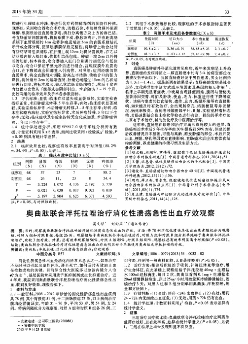 奥曲肽联合泮托拉唑治疗消化性溃疡急性出血疗效观察