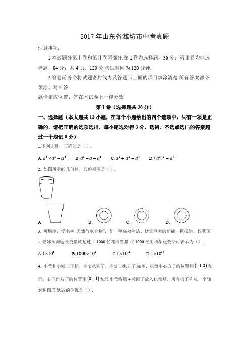 【数学】2017年山东省潍坊市数学中考真题(解析版)