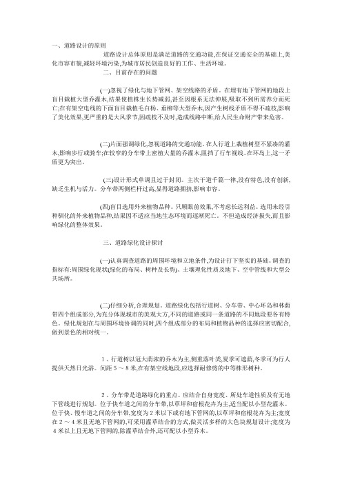 道路设计的原则