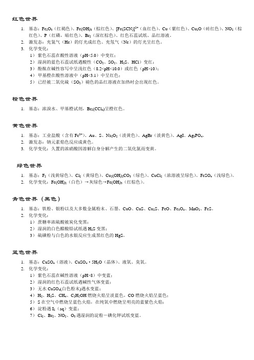 高中化学常见物质、反应焰色分类