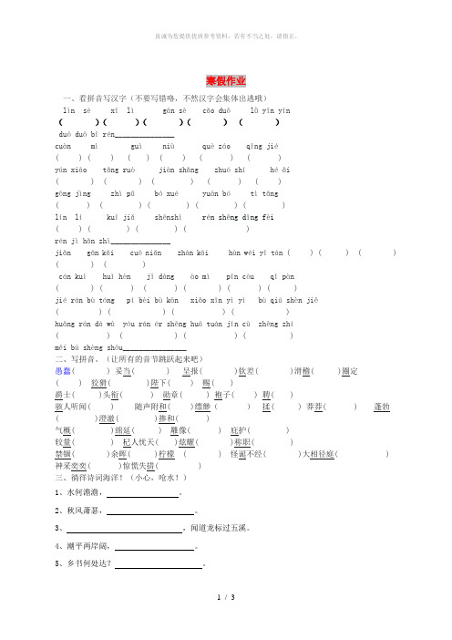 七年级语文上册 寒假作业2 新人教版