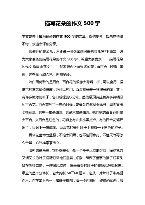 描写花朵的作文500字