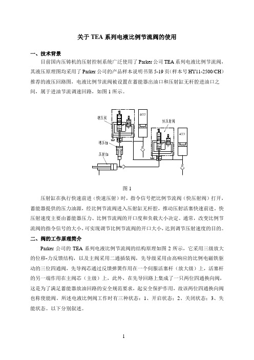 关于Parker公司TEA型电液比例节流阀在压铸机的使用