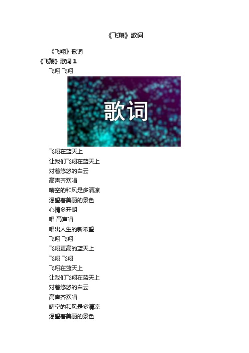 《飞翔》歌词