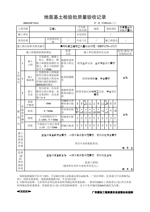地面基土检验批质量验收记录(最新版)