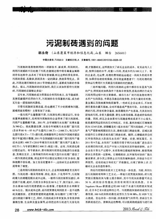 污泥制砖遇到的问题