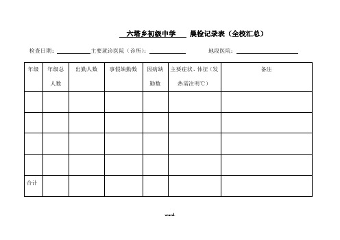 学校晨检记录表(精选.)